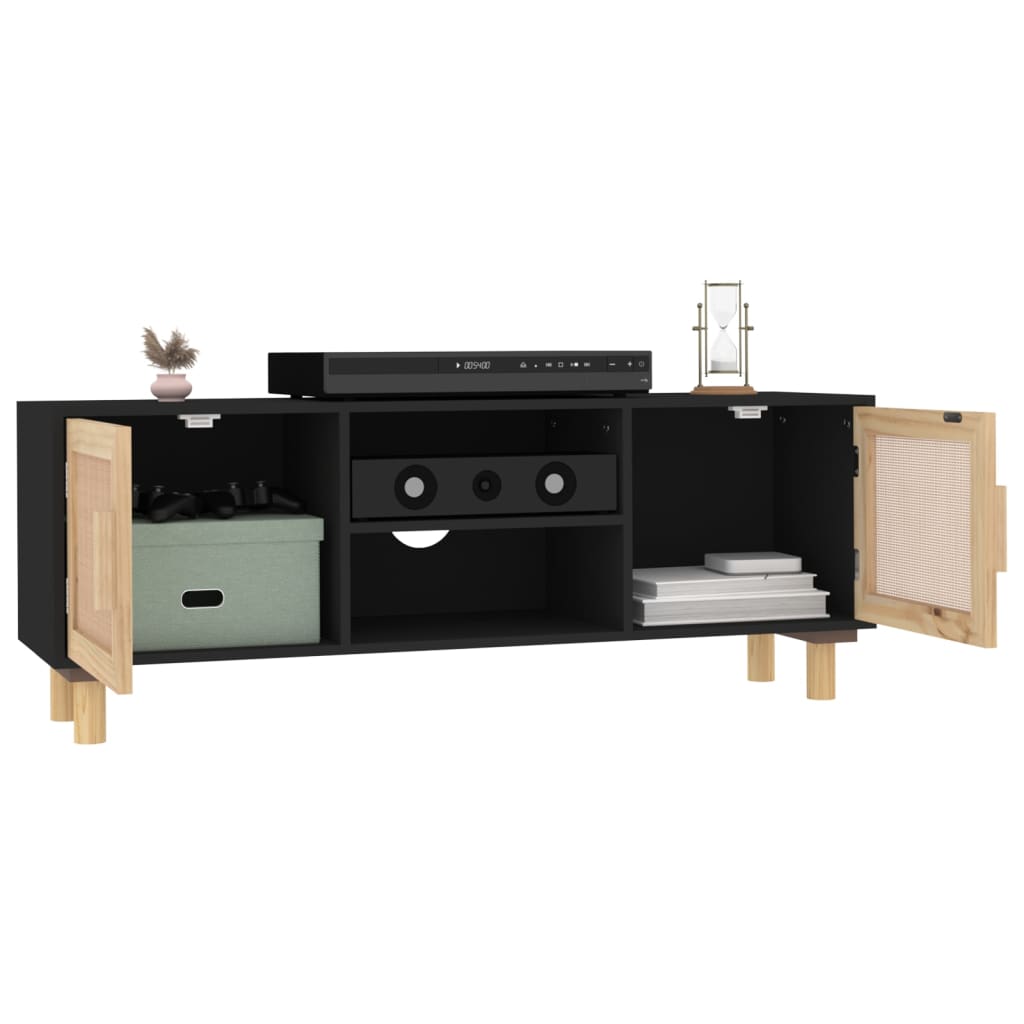 TV-Møbel Svart TV-benk 105x30x40 cm heltre furu naturrotting