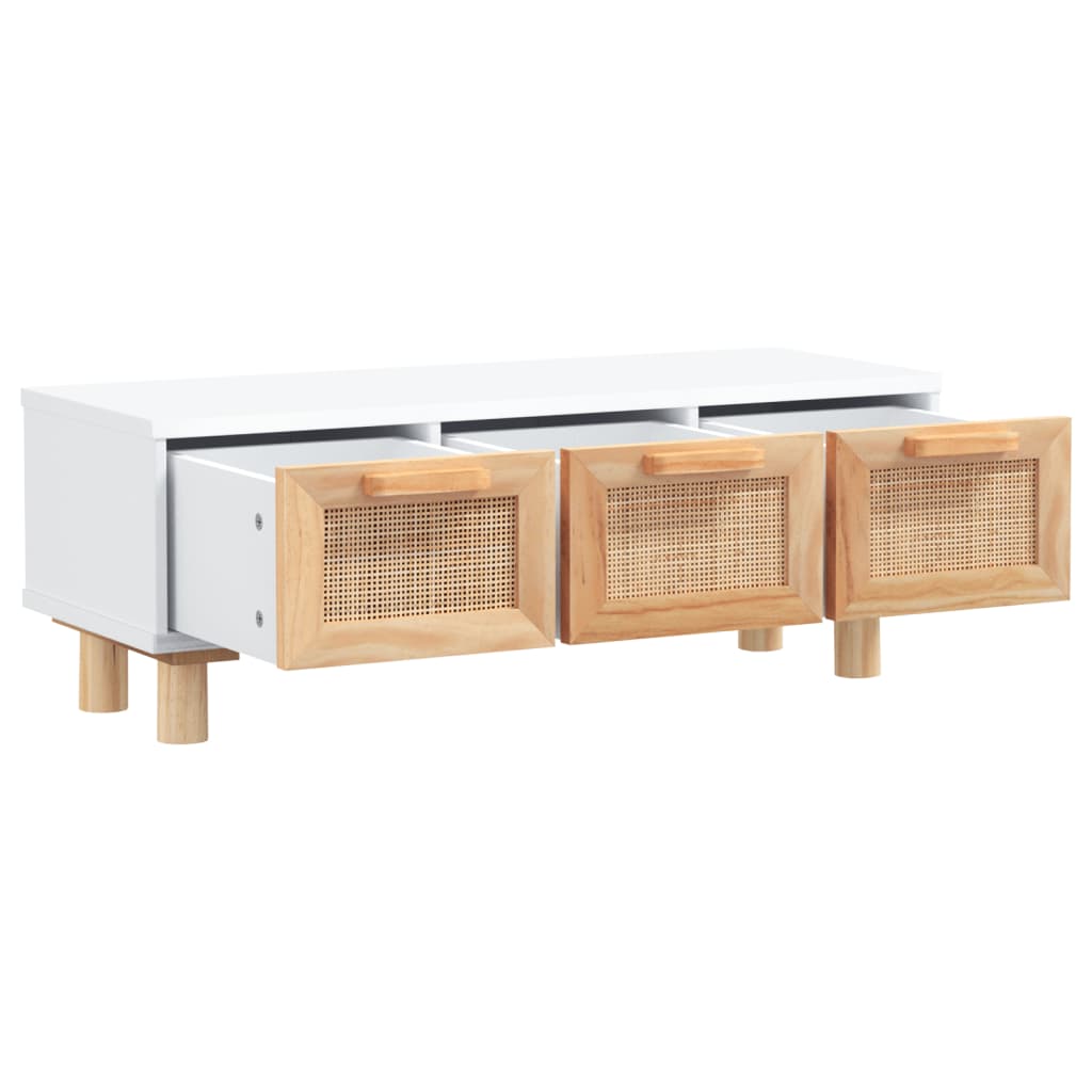 Salongbord Sofabord Hvit 80x40x30 cm og heltre furu