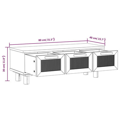 Salongbord Sofabord Hvit 80x40x30 cm og heltre furu