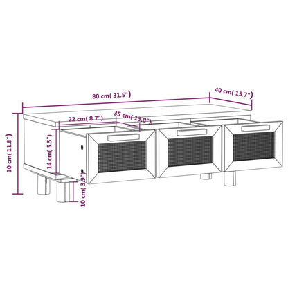 Salongbord Sofabord Hvit 80x40x30 cm og heltre furu