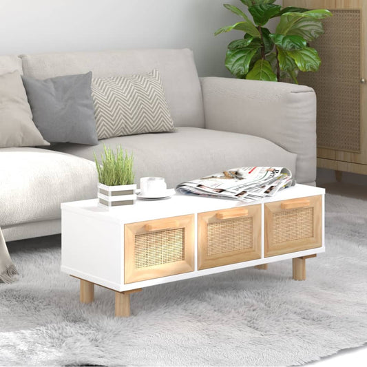 Salongbord Sofabord Hvit 80x40x30 cm og heltre furu