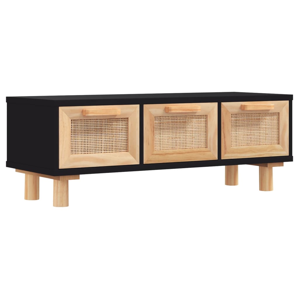 Sidebord Svart 80x40x30 cm og heltre furu