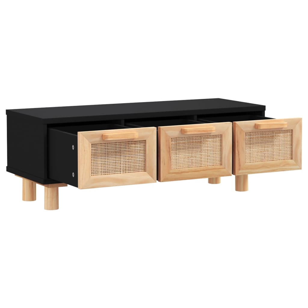 Sidebord Svart 80x40x30 cm og heltre furu