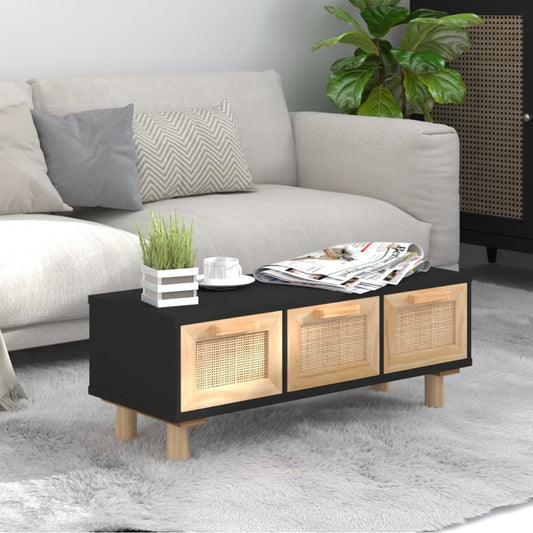 Sidebord Svart 80x40x30 cm og heltre furu