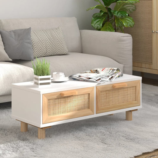 Salongbord Sofabord Hvit 80x40x30 cm og heltre furu