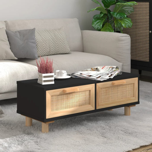 Salongbord Sofabord Svart 80x40x30 cm og heltre furu