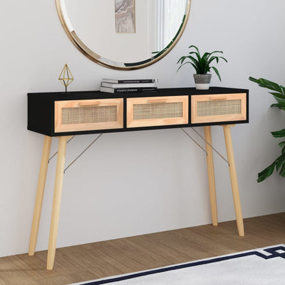 Avlastningsbord konsollbord Svart 105x30x75 cm heltre furu og naturrotting