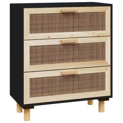 Skjenk Svart 60x30x70 cm heltre furu og naturrotting