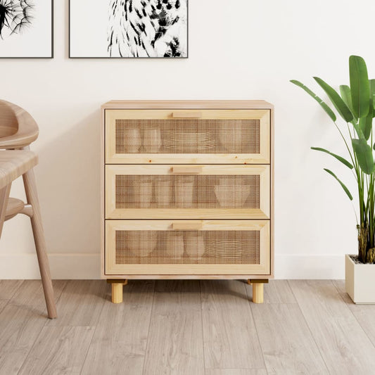 Skjenk Brun 60x30x70 cm heltre furu og naturrotting
