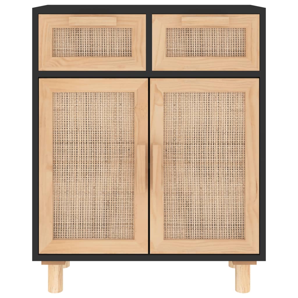 Skjenk Svart 60x30x75 cm heltre furu og naturrotting