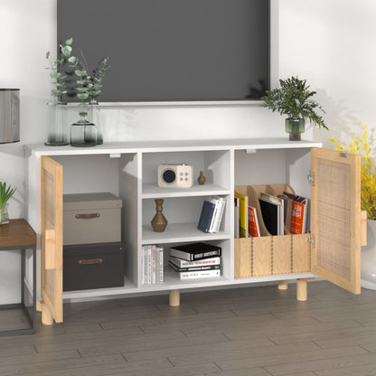 Skjenk Hvit 105x30x60 cm heltre furu og naturrotting