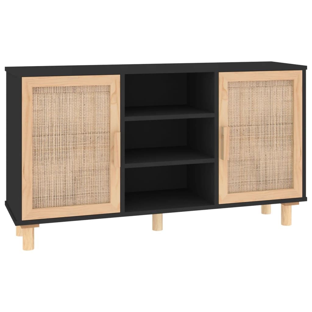 Skjenk Svart 105x30x60 cm heltre furu og naturrotting