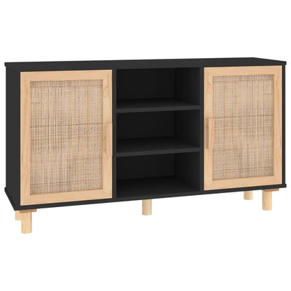 Skjenk Svart 105x30x60 cm heltre furu og naturrotting
