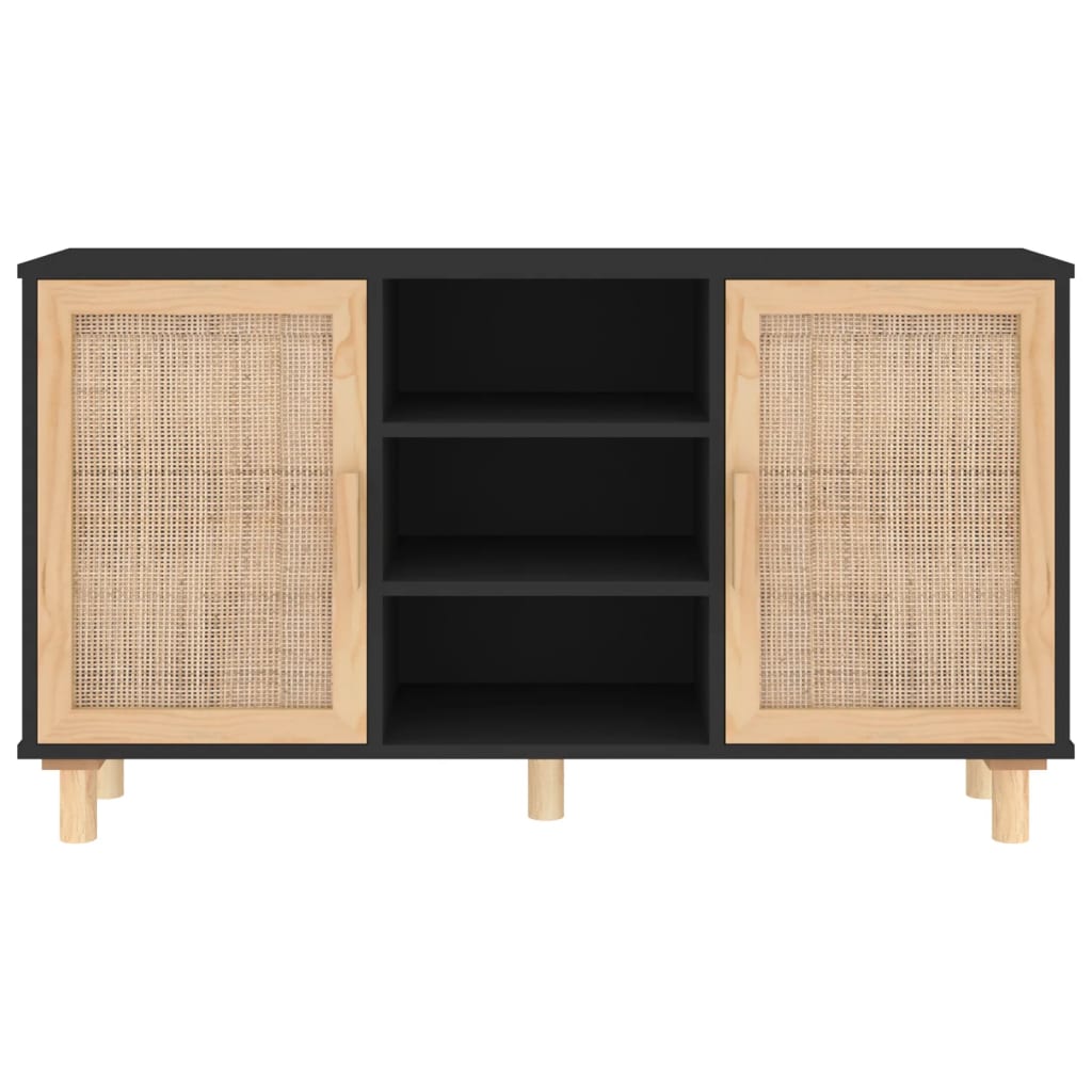 Skjenk Svart 105x30x60 cm heltre furu og naturrotting