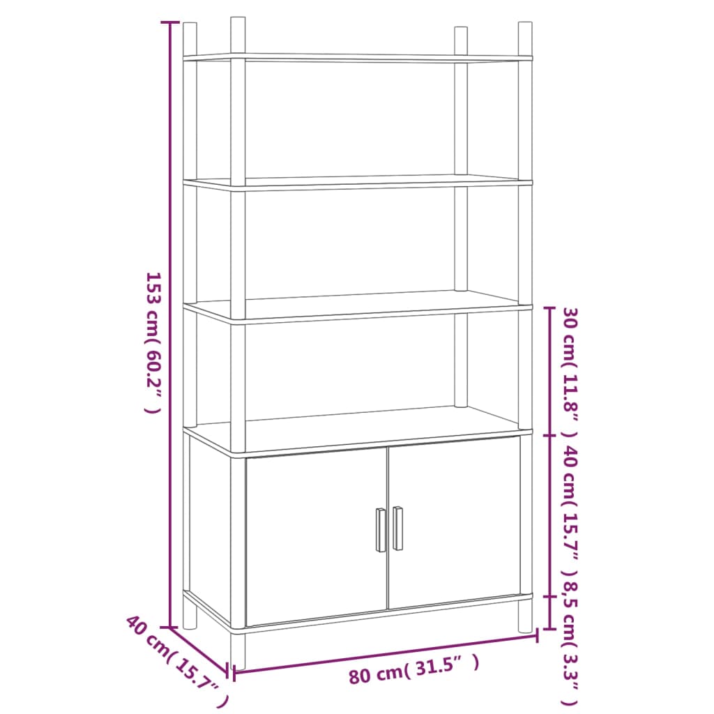 Skap Svart 80x40x153 cm
