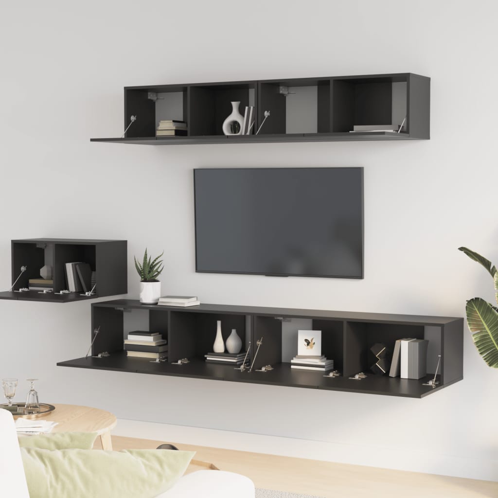 TV-Møbel Svart Tv-benksett 5 deler