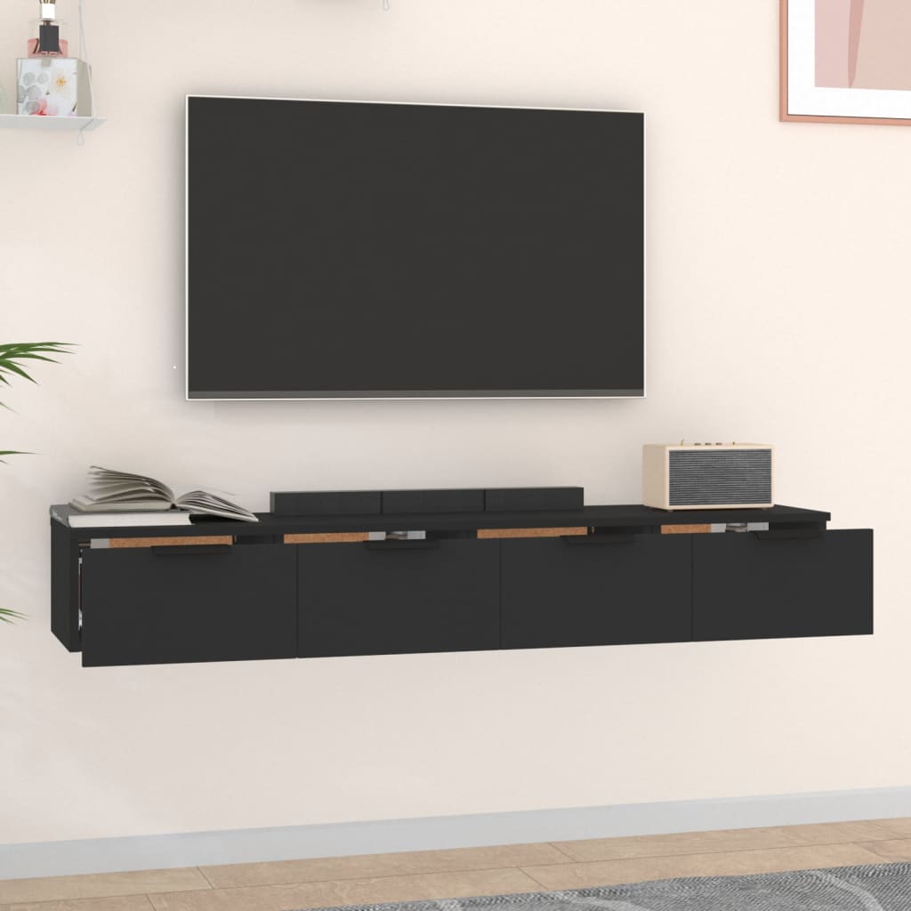 Veggskap Svart 2 stk 68x30x20 cm