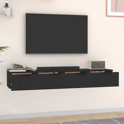 Veggskap Svart 2 stk 68x30x20 cm
