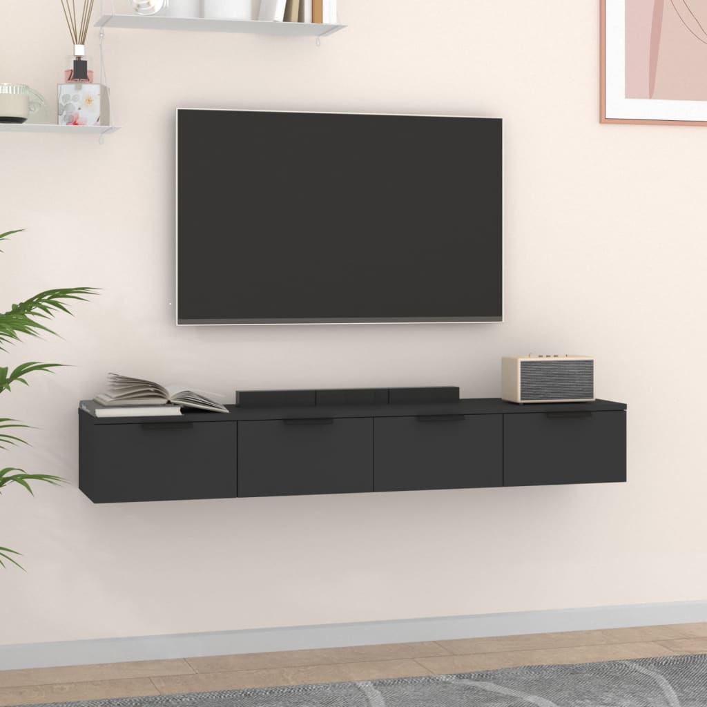 Veggskap Svart 2 stk 68x30x20 cm