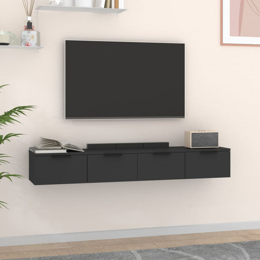 Veggskap Svart 2 stk 68x30x20 cm