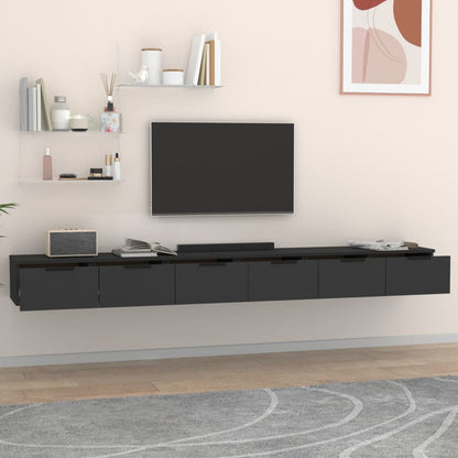 Veggskap Svart 2 stk 102x30x20 cm