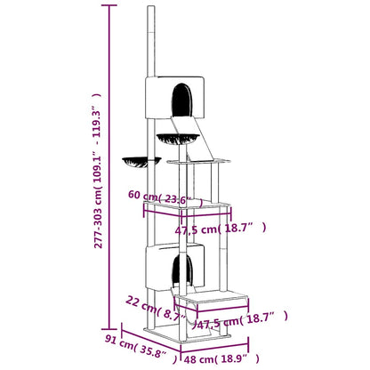 Kloretre gulv til tak kremhvit 277-303 cm
