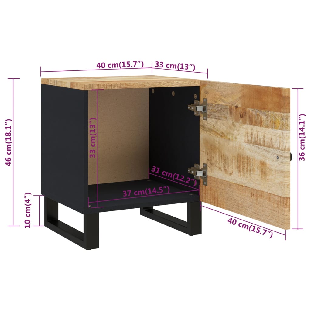 Nattbord Sengbord Tre heltre mangotre 40x33x46 cm