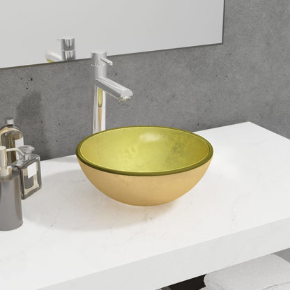 Baderomservant herdet glass 30x12 cm gull