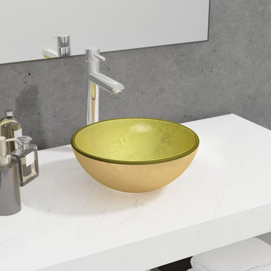 Baderomservant herdet glass 30x12 cm gull