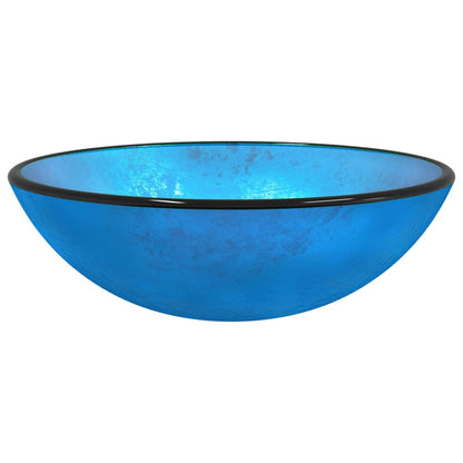 Baderomsvask herdet glass 42x14 cm blå