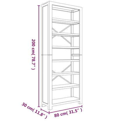 Bokhylle Tre 7 etasjer 80x30x200 cm heltre akasie