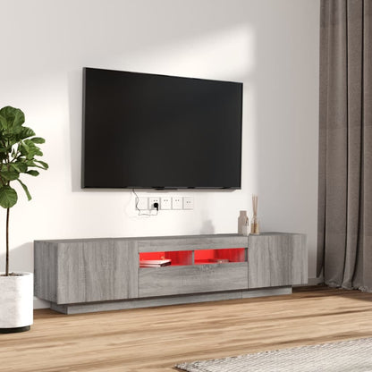 TV-Møbel Grå TV-benksett med LED-lys 2 deler