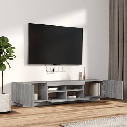 TV-Møbel Grå TV-benksett med LED-lys 2 deler