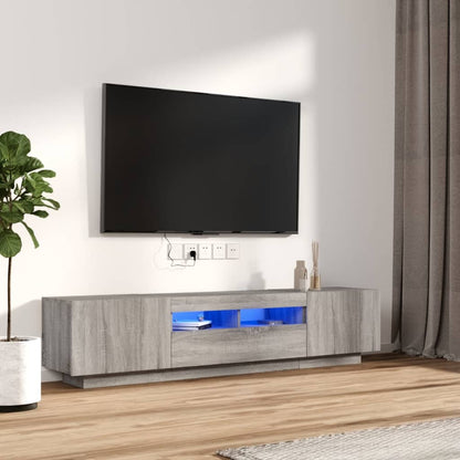 TV-Møbel Grå TV-benksett med LED-lys 2 deler