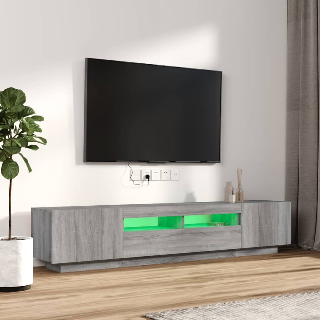 TV-Møbel Grå TV-benksett med LED-lys 2 deler