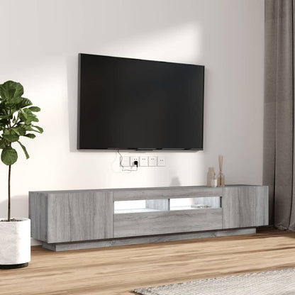 TV-Møbel Grå TV-benksett med LED-lys 2 deler