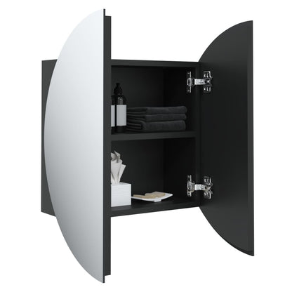 Baderomsspeil Baderomsskap med rundt speil og LED Svart 40x40x17,5 cm