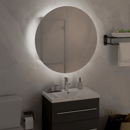 Baderomsspeil Baderomsskap med rundt speil og LED Hvit 47x47x17,5 cm