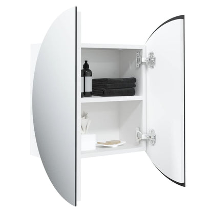 Baderomsspeil Baderomsskap med rundt speil og LED Hvit 47x47x17,5 cm