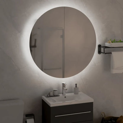 Baderomsspeil Baderomsskap med rundt speil og LED Svart 54x54x17,5 cm
