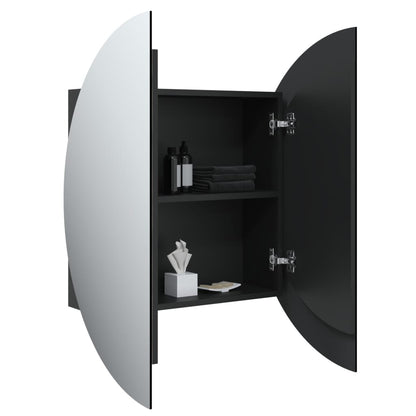 Baderomsspeil Baderomsskap med rundt speil og LED Svart 54x54x17,5 cm