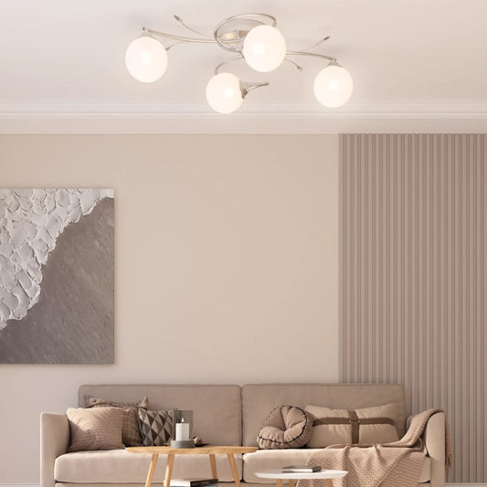 Taklampe med runde glasskjermer for 4 G9 LED-lys