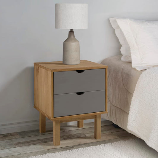 Nattbord Sengbord Brun og Grå OTTA 45x39x57 cm heltre furu