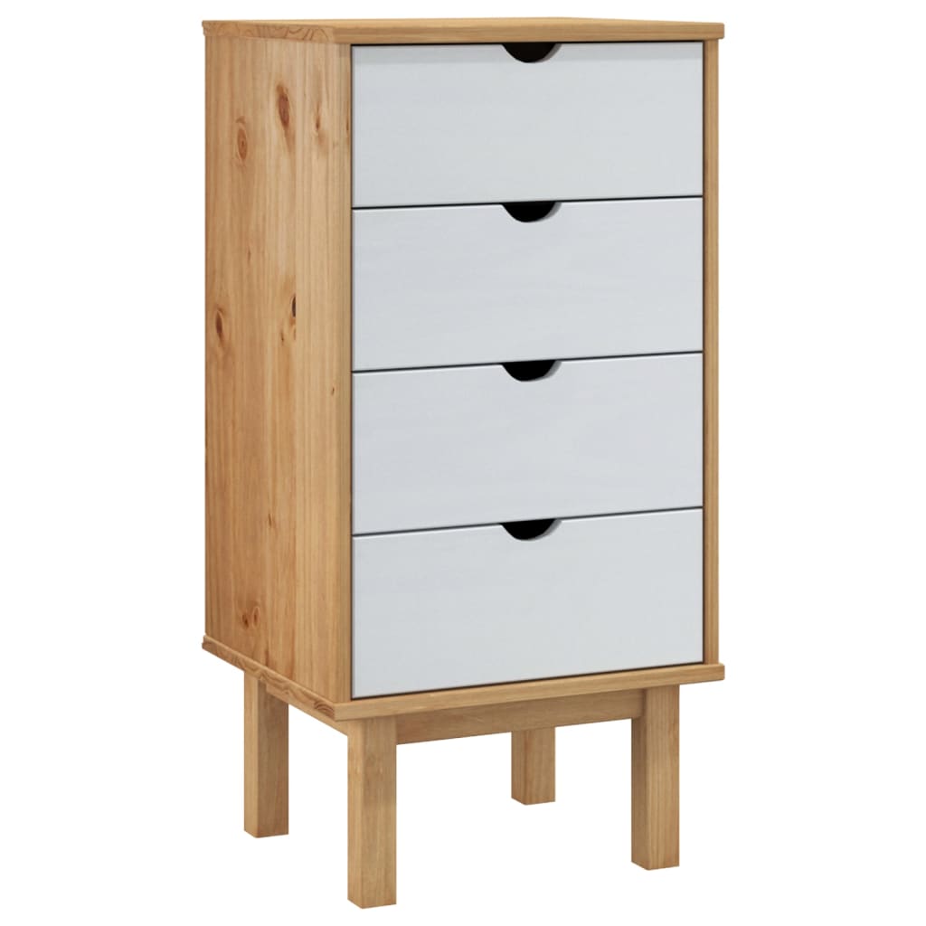 Kommode Brun og Hvit OTTA 45x39x90 cm heltre furu