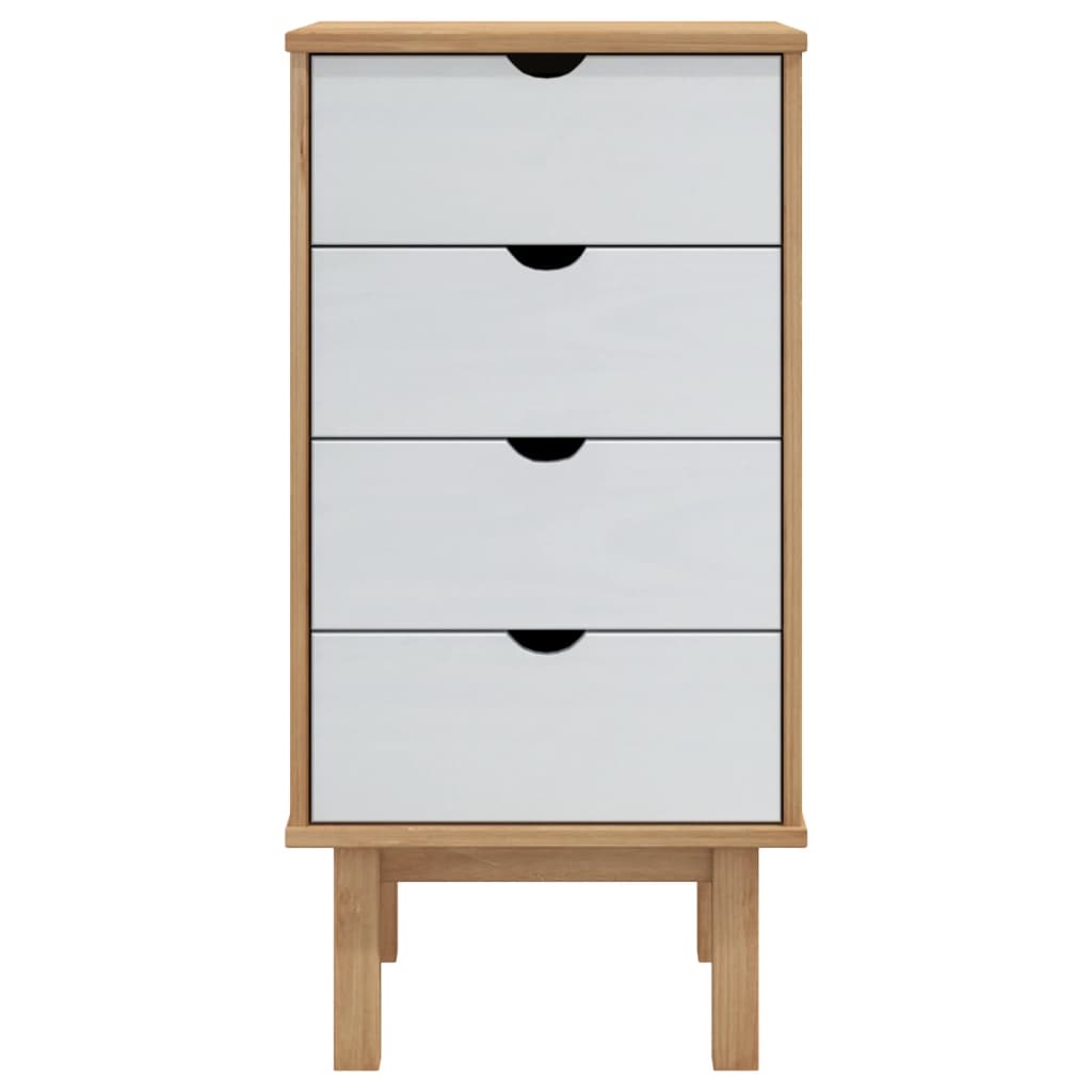 Kommode Brun og Hvit OTTA 45x39x90 cm heltre furu