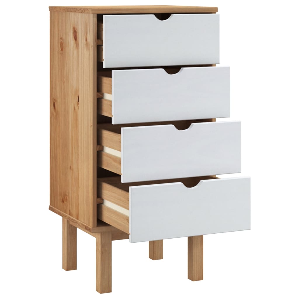 Kommode Brun og Hvit OTTA 45x39x90 cm heltre furu