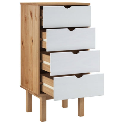 Kommode Brun og Hvit OTTA 45x39x90 cm heltre furu
