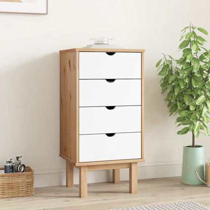 Kommode Brun og Hvit OTTA 45x39x90 cm heltre furu