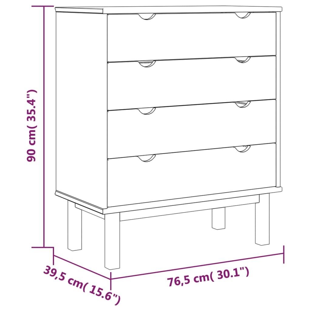 Kommode Tre heltre furu OTTA 76,5x39,5x90 cm