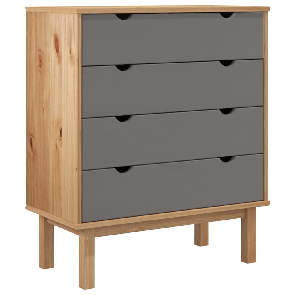 Kommode Brun og Grå OTTA 76,5x39,5x90 cm heltre furu